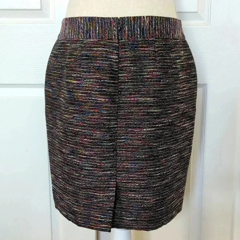 Loft Multi-Color Striped Textured Skirt - Picture 4 of 5